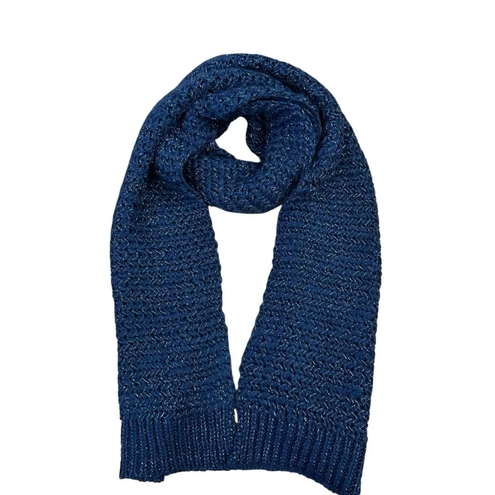 LOFT metallic blue chunky knit scarf